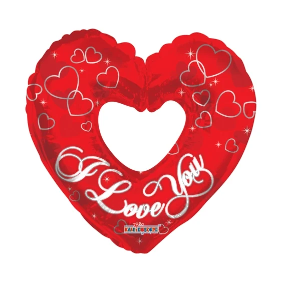 Folieballon I Love You donut hartvorm 91cm