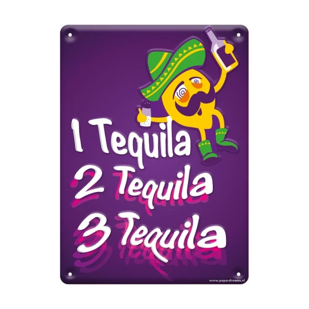 Metalen bord drink tequilla