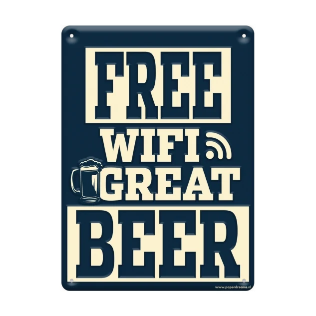 Metalen bord free wifi