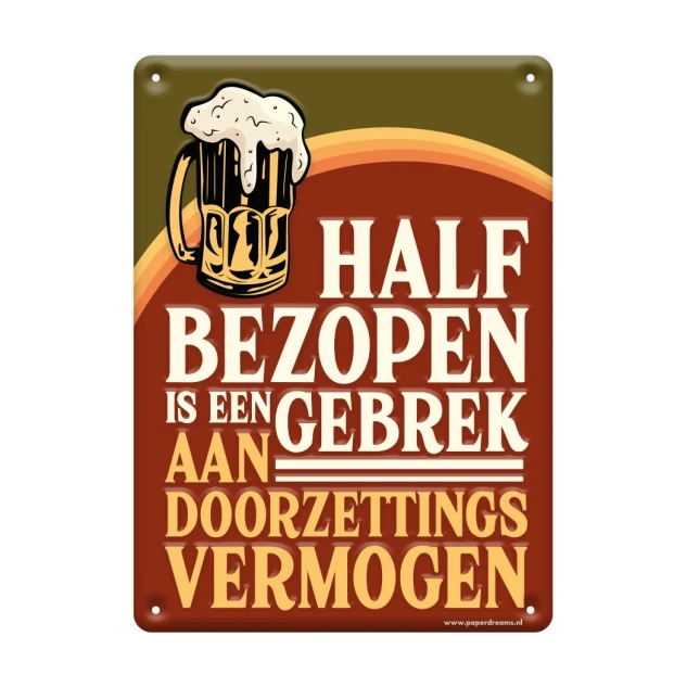 Metalen bord half bezopen