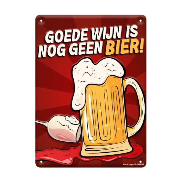 Metalen bord goede wijn