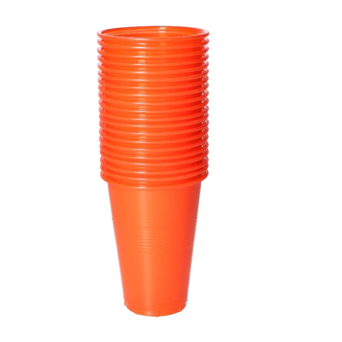 Bekers plastic XL oranje – 20 stuks