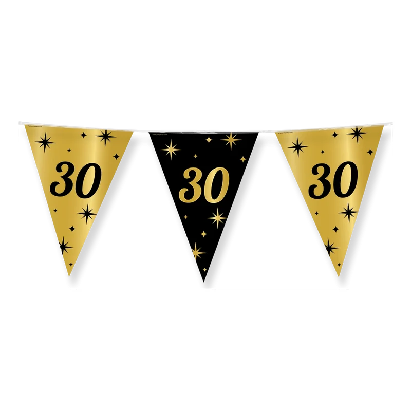 Party vlaggen 30 jaar Goud Zwart