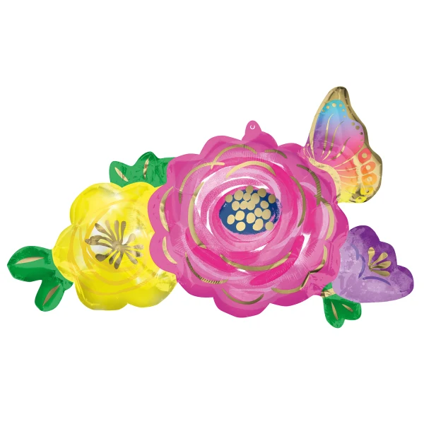 Folieballon SuperShape Beautiful Flowers & Butterfly