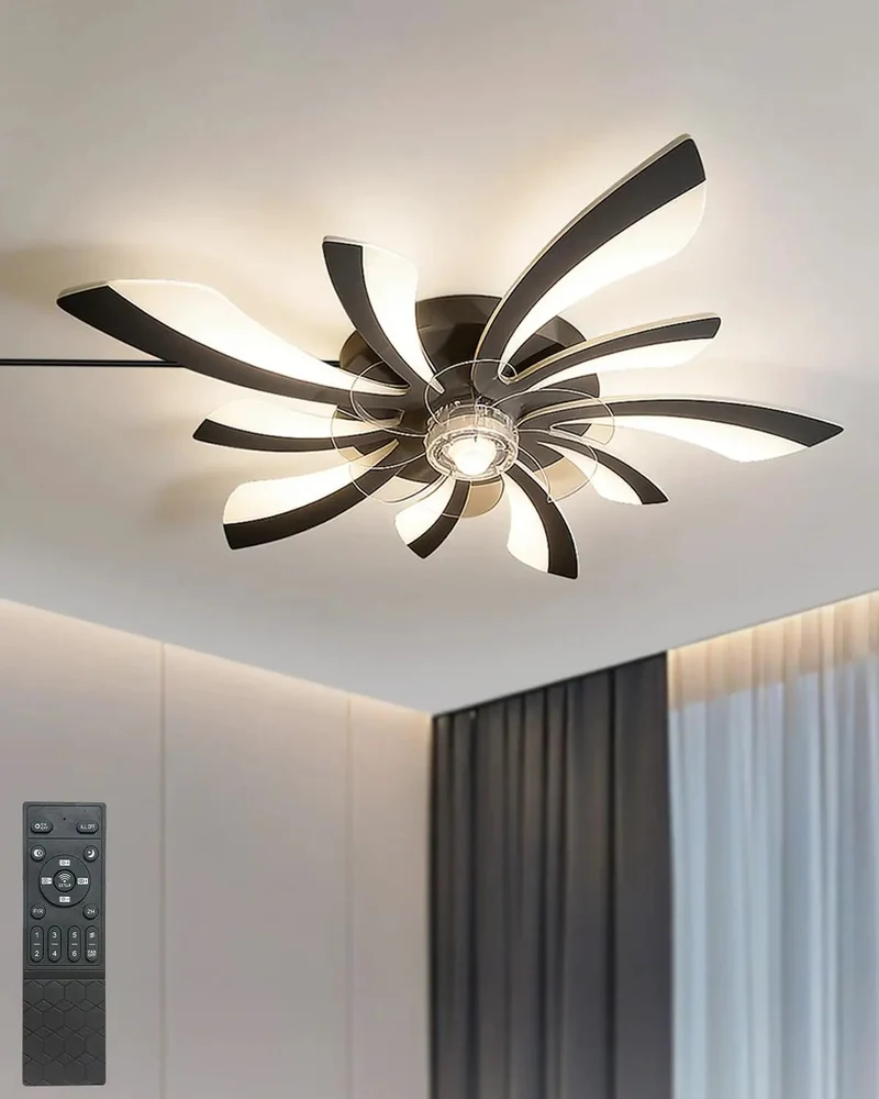 Slick Plug In Ceiling Fan With Integrated Lights And Remote Control Offering Straight Up Easy Hookup Low Profile Build And Three Sleek Finishes For Smooth Airflow And Chill Home Vibes