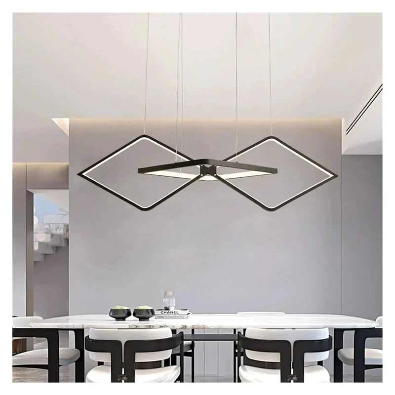 Level Up Your Space With Badass Minimalist Led Pendant Light Dimmable Remote Control Aluminum Build Soft Silicone Strip Non Dazzling Glow Perfect For Dining Table Living Room Office Shop Black White L100Cm