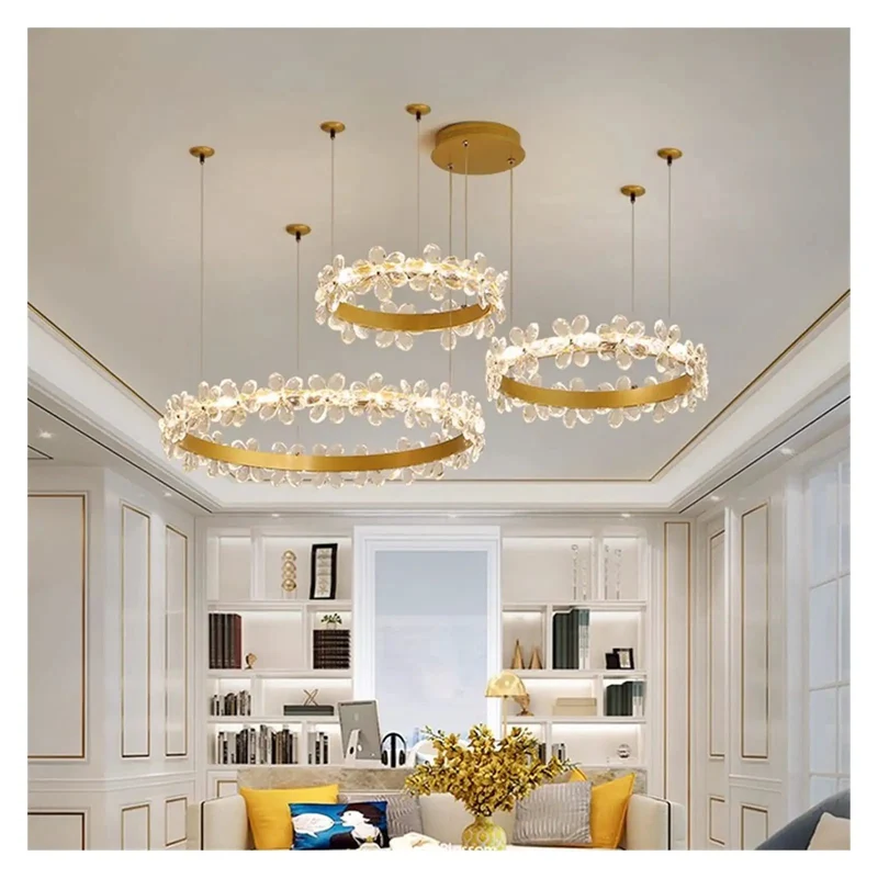 Gold LED Pendant Light With Solid Aluminum And Iron Frame For Living Room Bedroom Kitchen Featuring Nordic Crystal Design Cool White Tone Eye Protection Smooth Non Glare Lighting Built Different Real Deal Comfort For Modern Spaces