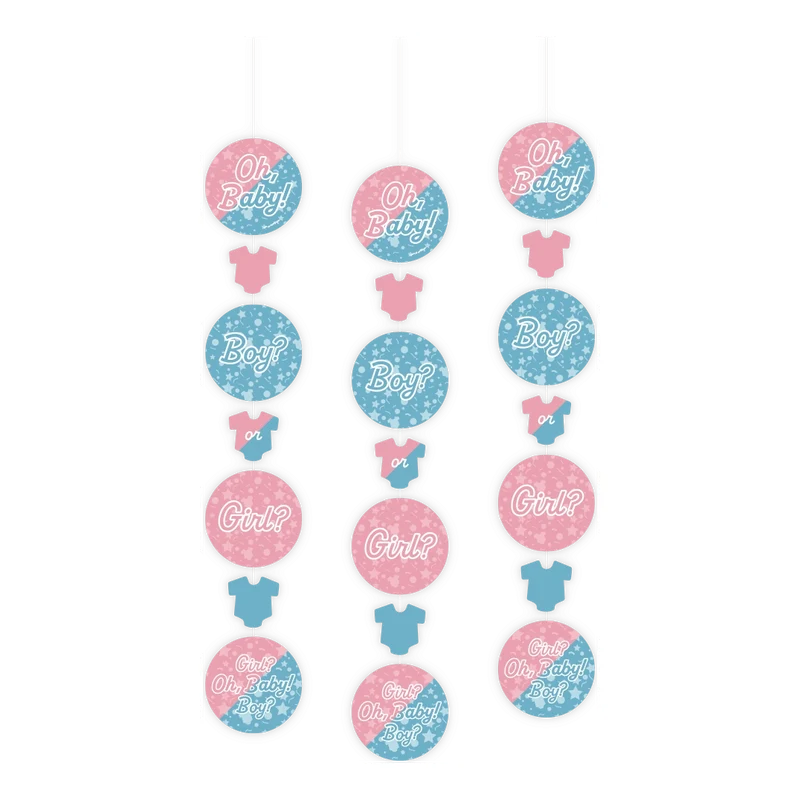Gender Reveal - Hang decoratie - 3 stuks