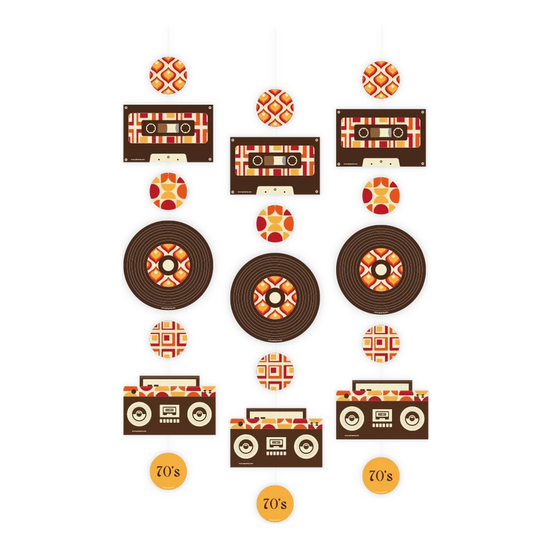 70's - Hang decoratie - 3 stuks