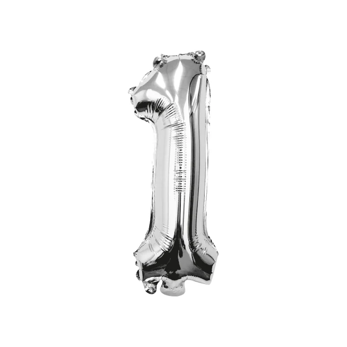Folieballon cijfer 1 zilver 70cm