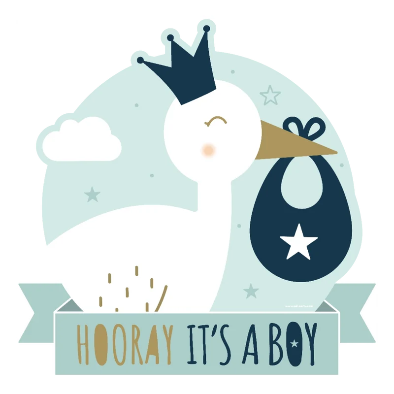 Hooray It's a Boy deurbord 50x50cm
