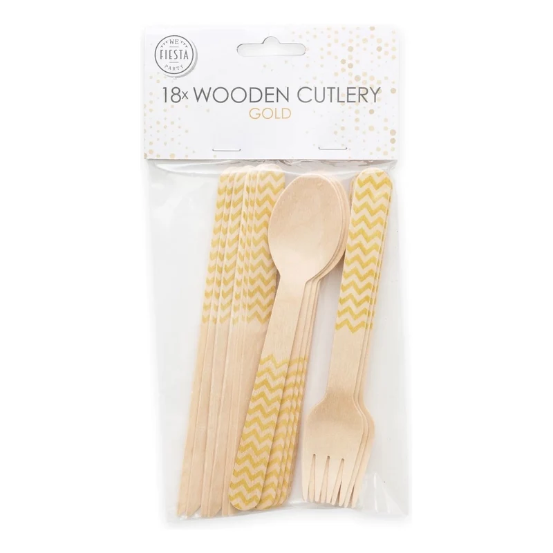 Houten bestek Goud