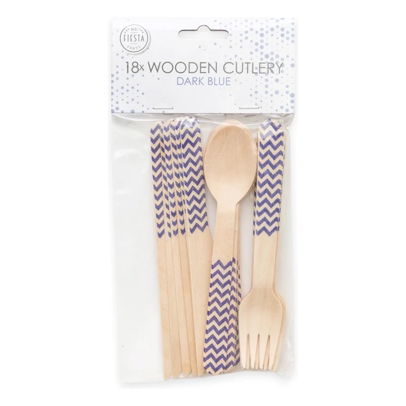 Houten bestek donker blauw