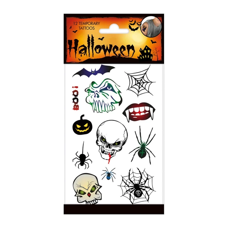 Halloween Tattoo's scary (spin,web,doodshoofd)