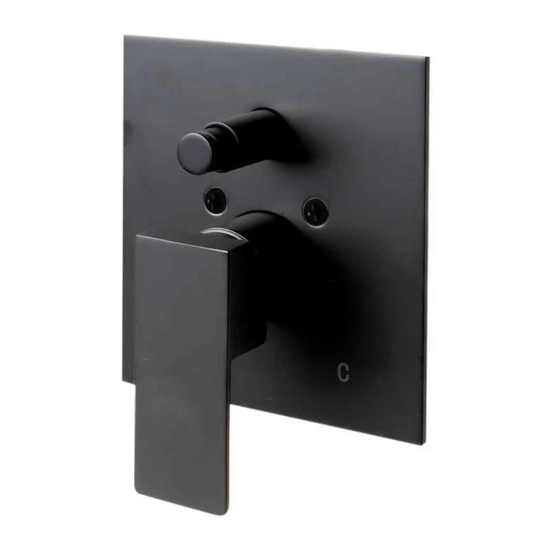 Heavy Duty Slick Black Matte Shower Faucet System With Straight Up Pressure Balance Valve And No Hassle Single Lever Handle For Your Next Bathroom Remodel Project Done Right