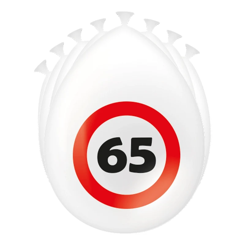 65 Jaar Verkeersbord Ballonnen - 8 stuks