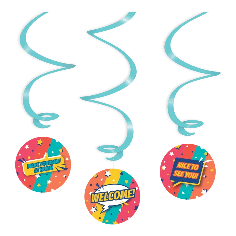 Welcome Cartoon - Swirl decoratie - 3 stuks