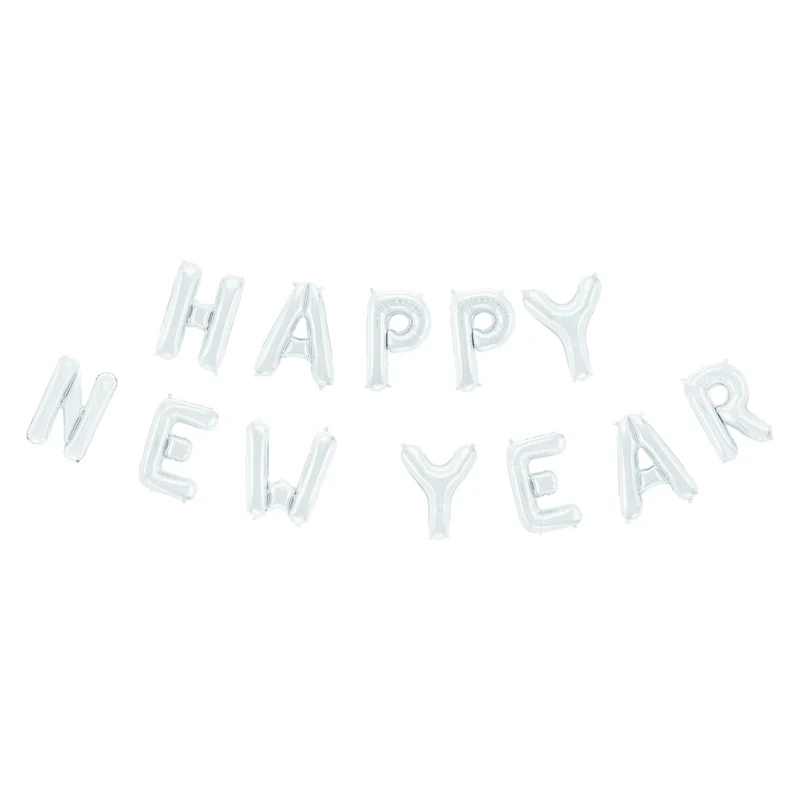 Happy New Year folieballon zilver