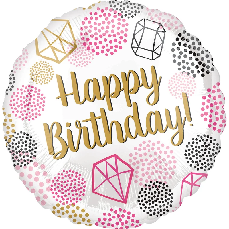 Folieballon Standard Happy Birthday Gems