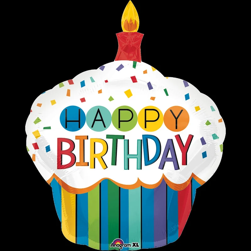 Folieballon SuperShape Rainbow Birthday Cupcake