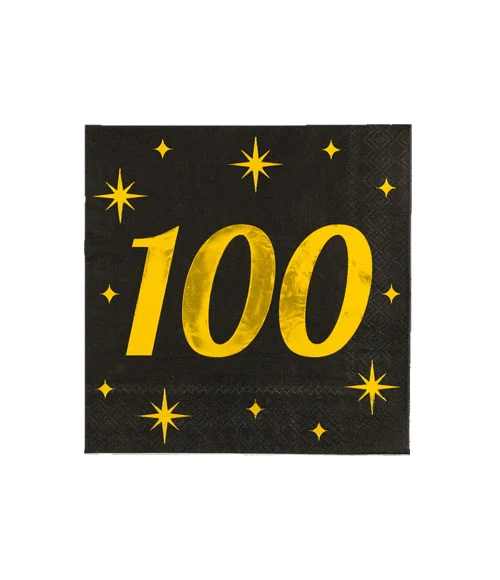Servetten zwart/goud - 100 (16st.)