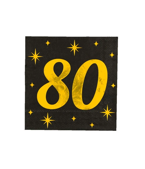 Servetten zwart/goud - 80 (16st.)