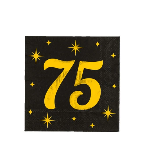 Servetten zwart/goud - 75 (16st.)