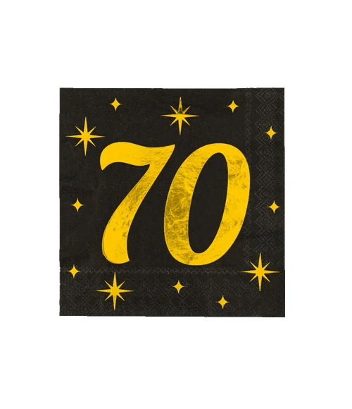Servetten zwart/goud - 70 (16st.)