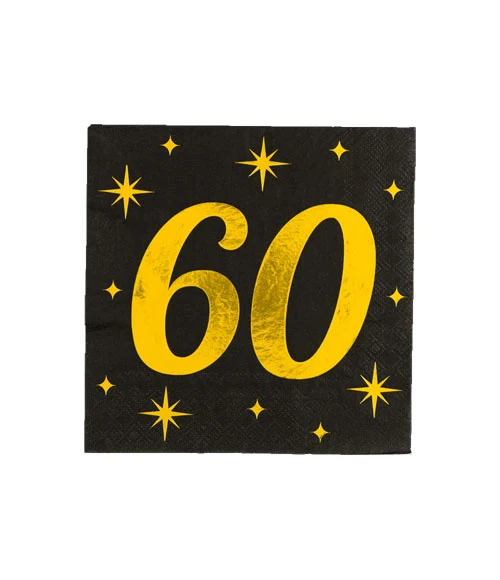 Servetten zwart/goud - 60 (16st.)