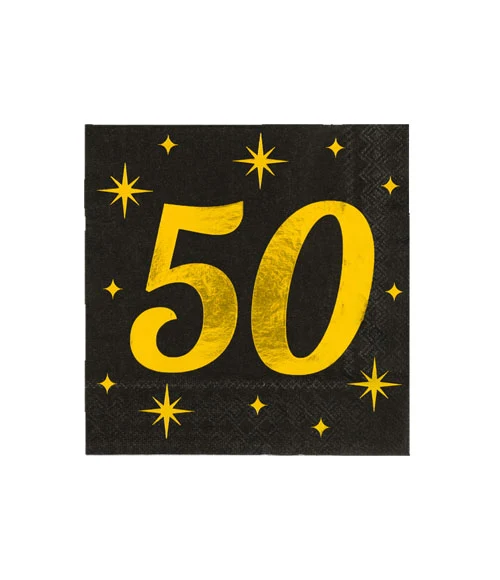 Servetten zwart/goud - 50 (16st.)