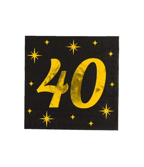 Servetten zwart/goud - 40 (16st.)