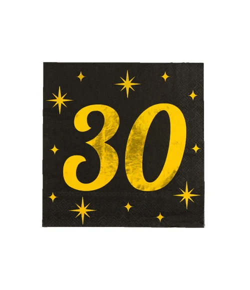 Servetten zwart/goud - 30 (16st.)