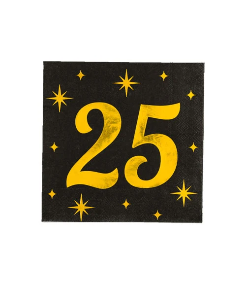 Servetten zwart/goud - 25 (16st.)