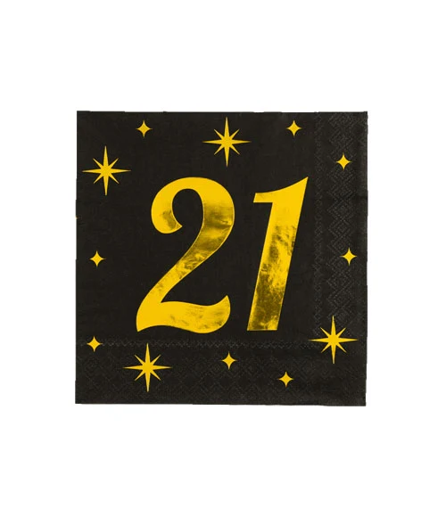 Servetten zwart/goud - 21 (16st.)