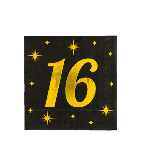 Servetten zwart/goud - 16 (16st.)