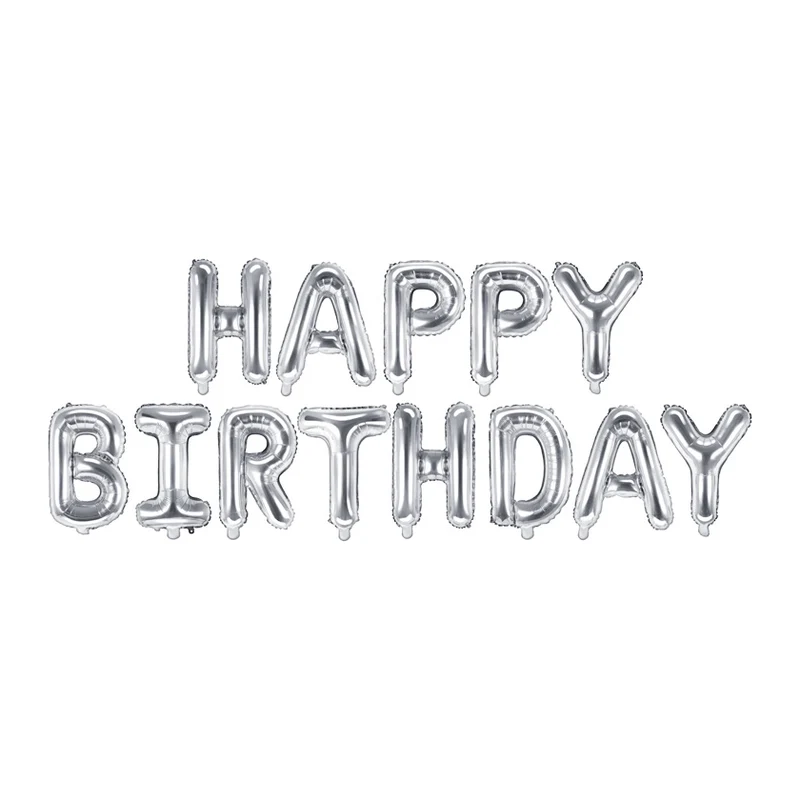 Folieballon Happy Birthday Zilver - 340x35 cm
