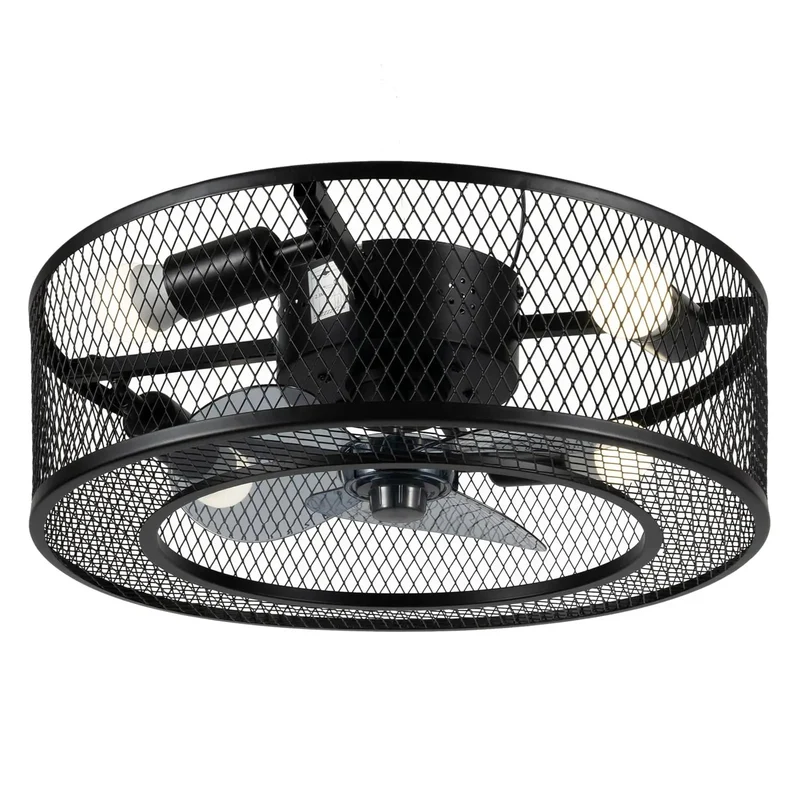 18 Inch Modern Flush Mount Ceiling Fan With Light 3 Speed Settings Whisper Quiet Spin Heavy Duty Iron Frame Rust Resistant Pure Copper Motor Smooth Airflow For Bedrooms And Living Rooms