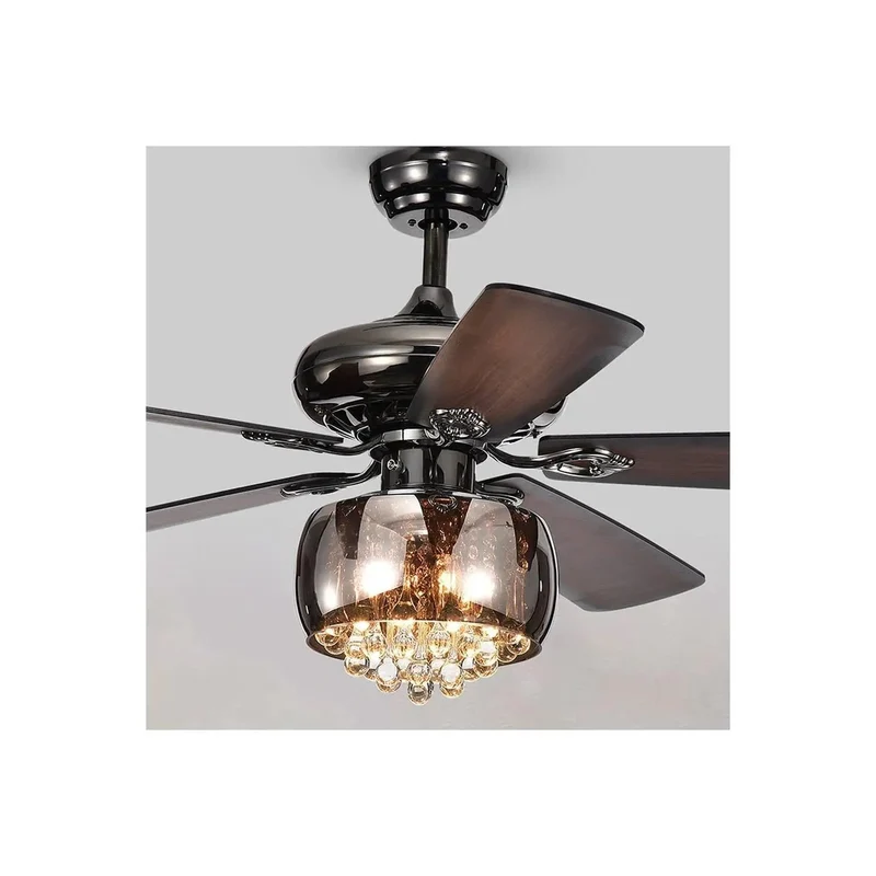 Slick 52 Inch Matte Black Ceiling Fan Featuring 3 Light Crystal Chandelier Accent and Smooth Reversible Wood Blades for a Badass Modern Home Upgrade and Chill Living Room Vibes or Cozy Porches