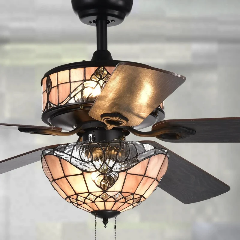 Slick 52 Inch Black Ceiling Fan With Smoky Glass Lampshades And Punchy Six Bulb Light Bar Built For Massive Hangout Spaces To Blast Crisp Airflow Whenever You Want