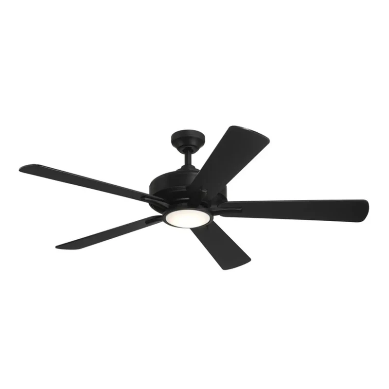 Slick Matte Black 52 Inch Indoor Ceiling Fan With Five Plywood Blades Built Tough Motor Cranks Out Serious Air For Medium To Large Rooms Down Rod Install Perfect For Traditional Living Spaces And Everyday Home Vibes
