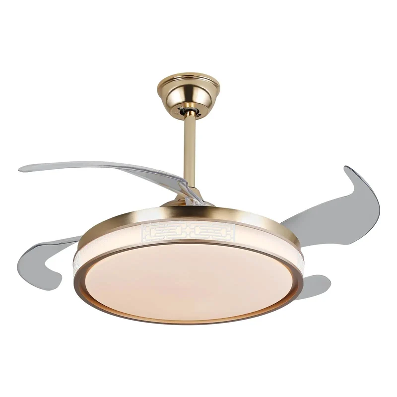 Modern Gold Ceiling Fan With Remote And Warm Glow Lighting For Bedroom Or Living Room Featuring Tough Build And Smooth Airflow For Your Sweet Home Hangout Spot