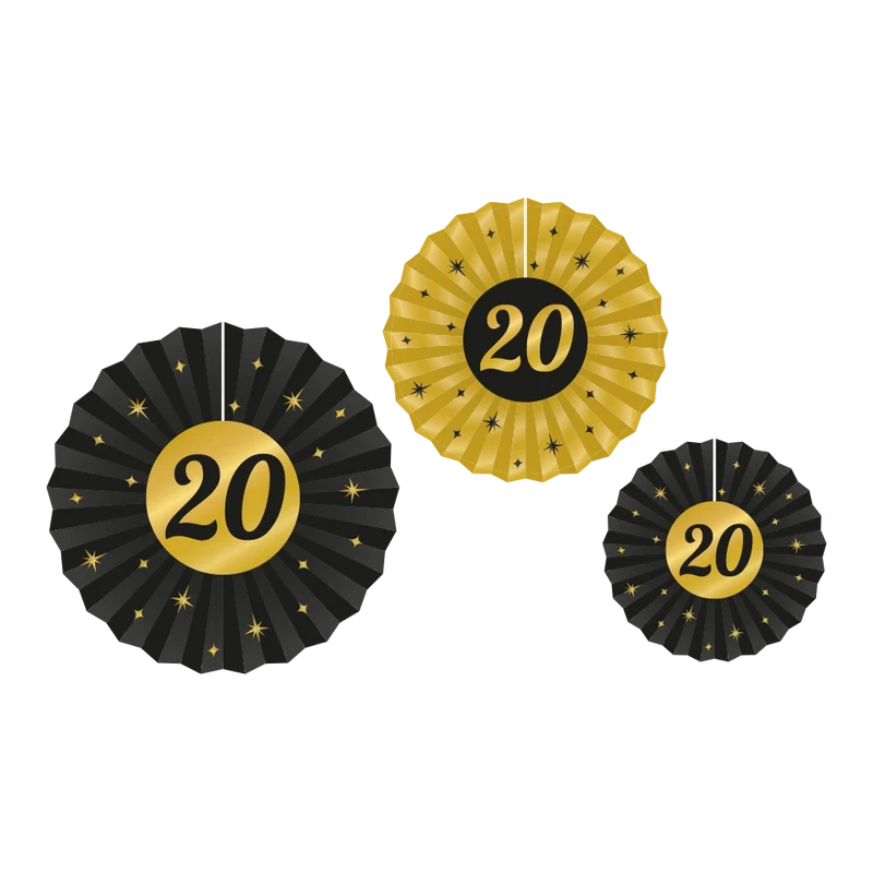 Waaier 20 jaar Goud Zwart