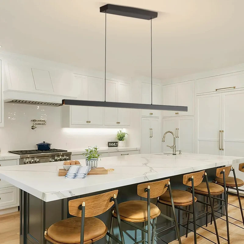 Hella Sleek Linear Pendant Light With Zero Hassle Remote Dimming And Smooth Transitions From Warm To Cool White For Kitchen Island Illumination And Dining Spaces In Solid Black Aluminum