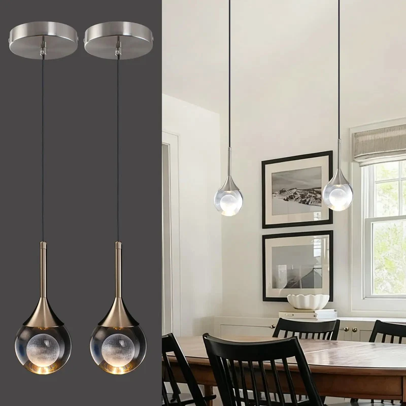 Top Shelf 3D Moon Pendant Lights With Clear K9 Crystal And Brush Nickel Trim 3000K Warm Led Drop Lamps For Kitchen Island Bedroom Or Bar Killer Design And Solid Build For Everyday Vibes In A Handy Two Pack Kit