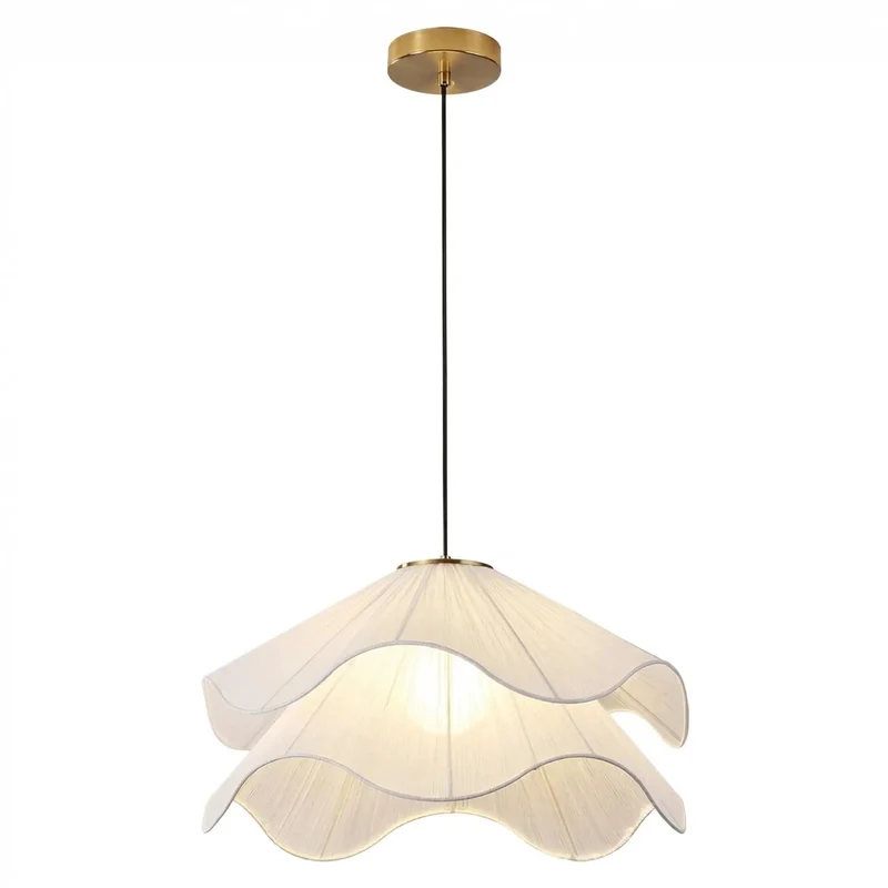 Chic Fabric Pleated Pendant Light For Indoor Rooms Featuring Smooth Wavy Flower Shade With Dreamy Ambient Glow And Modern Ceiling Mount That Gives You Serious Room Vibes Today