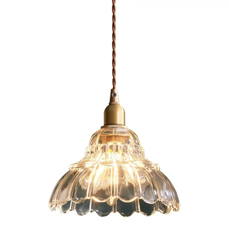 Sleek Clear Striped Glass Pendant Light With Antique Brass Finish Adjustable 59 Inch Cord For Kitchen Island And Dining Room Top Shelf Dope Design Mini Chandelier