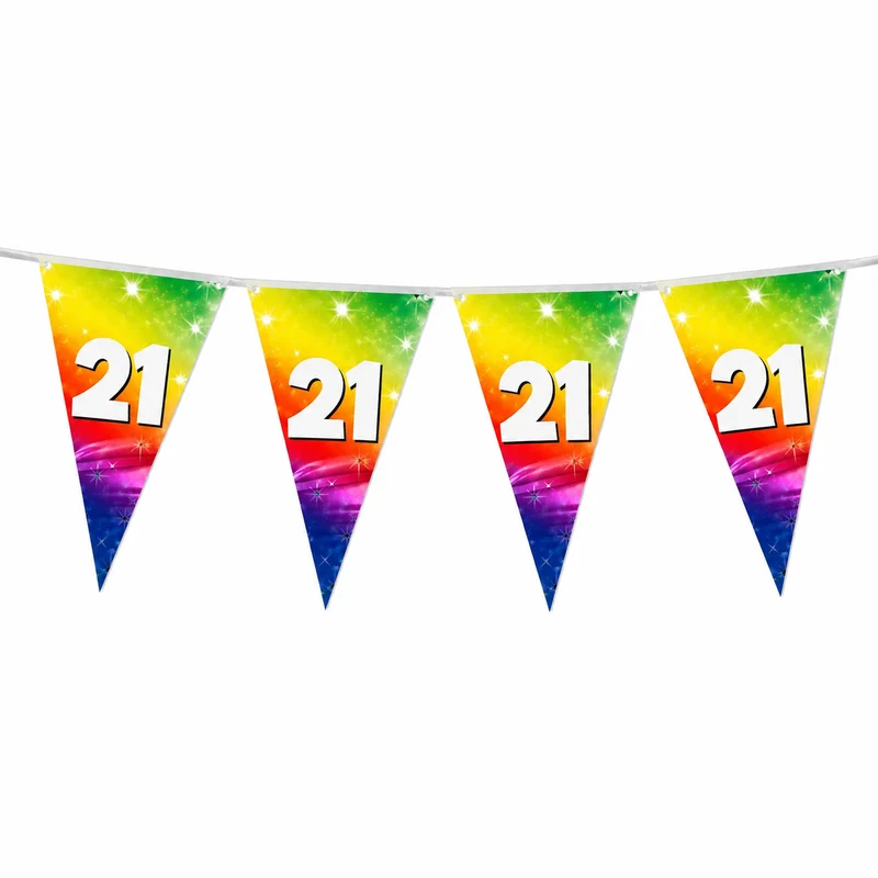 Vlaggenlijn regenboog 21 jaar - 6m (15 vlaggen)