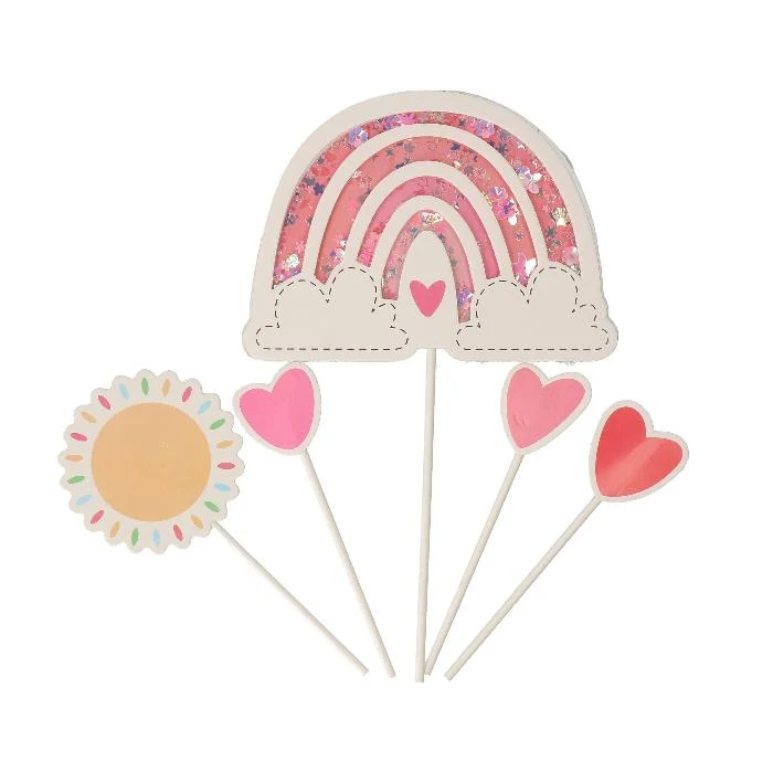 Taartprikkers rainbow & sunshine - 5 stuks