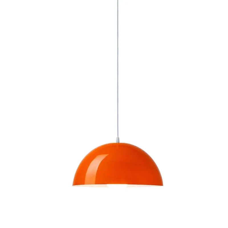 Glossy Orange Dome Pendant Light With Adjustable Cords Aluminum Shade For Kitchen Island Slick Design Big Bright Glow Easy Install Solid Home Decor Total Vibe Upgrade