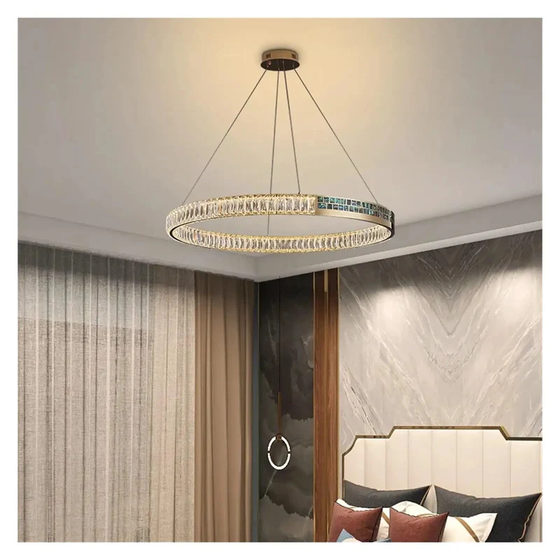 Upscale Crystal Pendant Ceiling Lights With Chic Round Rings Modern Led Chandelier Fixture Built From Iron And Aluminum For Living And Dining Rooms Next Level Game Changing Home Ambiance